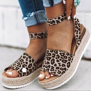 Leopard wedges shoes Espadrille